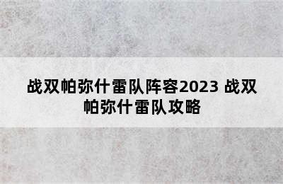 战双帕弥什雷队阵容2023 战双帕弥什雷队攻略